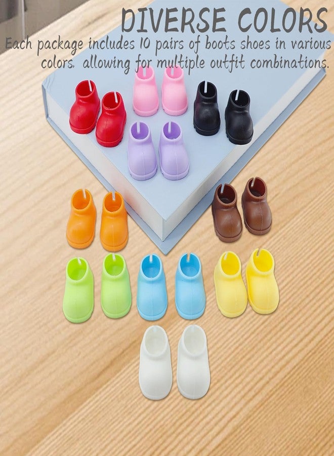 Roioiow 8 Pair 17cm Doll Shoes - Fashionable Mini Boots for 6.7in Dolls, Assorted Colors, PVC Material,Doll Accessories - Image 5